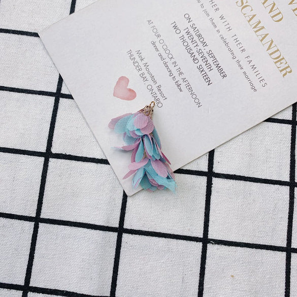 Wholesale Jewelry Accessories Fresh Tassel Small Flower Earrings Pendant Handwoven Fabric Material
