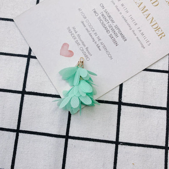 Wholesale Jewelry Accessories Fresh Tassel Small Flower Earrings Pendant Handwoven Fabric Material