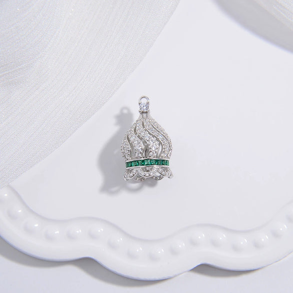 Wholesale Jewelry Accessories Material S925 Silver Inlaid Zirconium Hollow Crown Tassel Cap Pearl Beaded Torus Cap