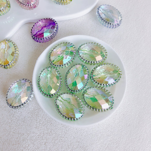Wholesale Jewelry Accessories Plastic Resin Oval Facet Bead Necklace Bracelet Pendant