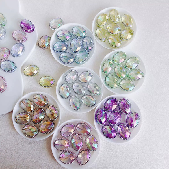 Wholesale Jewelry Accessories Plastic Resin Oval Facet Bead Necklace Bracelet Pendant