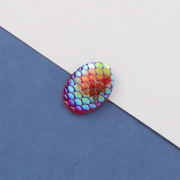Wholesale Jewelry Accessories Plastic Resin Oval Fish Scales Smooth Plated Ab Colored Diamond Drill