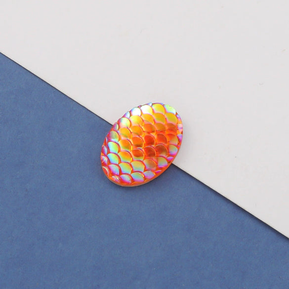 Wholesale Jewelry Accessories Plastic Resin Oval Fish Scales Smooth Plated Ab Colored Diamond Drill