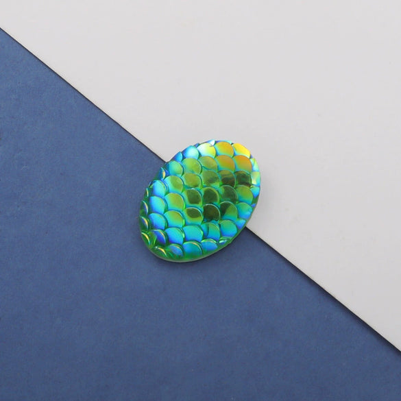 Wholesale Jewelry Accessories Plastic Resin Oval Fish Scales Smooth Plated Ab Colored Diamond Drill