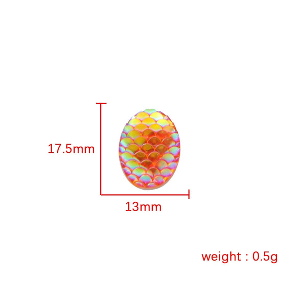 Wholesale Jewelry Accessories Plastic Resin Oval Fish Scales Smooth Plated Ab Colored Diamond Drill