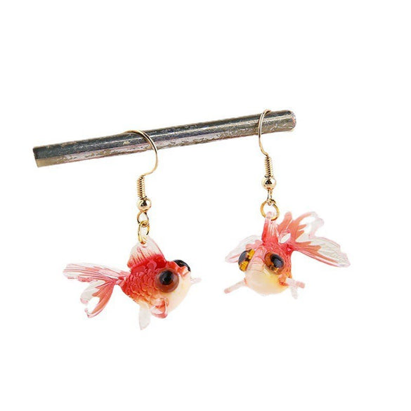 Wholesale Jewelry Accessories Plastic Resin Red Koi Goldfish Pendant Earrings Handmade