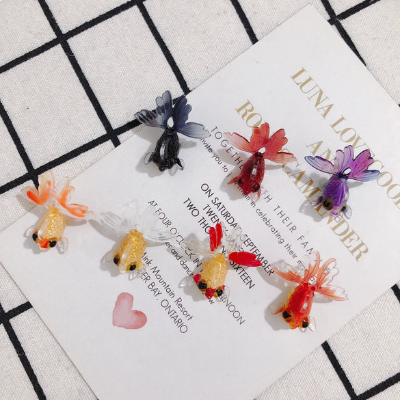 Wholesale Jewelry Accessories Plastic Resin Red Koi Goldfish Pendant Earrings Handmade