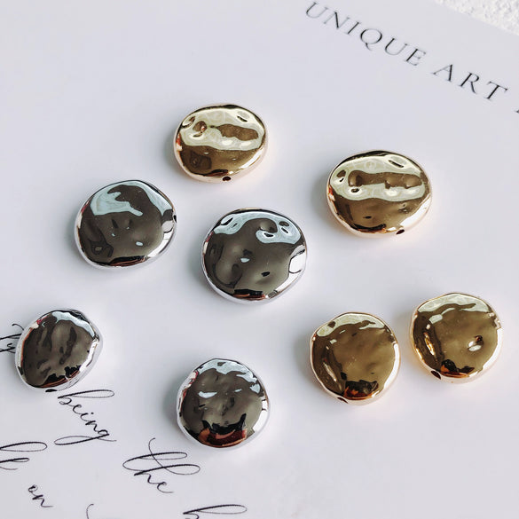 Wholesale Jewelry Accessories Plastic Resin Round Irregular Flat Beads Electroplating Handmade Simple Geometric