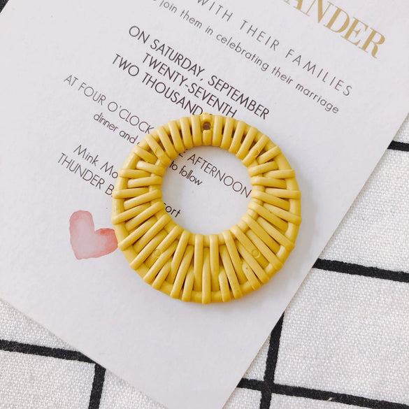 Wholesale Jewelry Accessories Plastic Resin Woven Rattan Hollow Ring Pendant Earrings