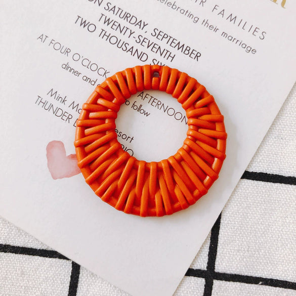 Wholesale Jewelry Accessories Plastic Resin Woven Rattan Hollow Ring Pendant Earrings