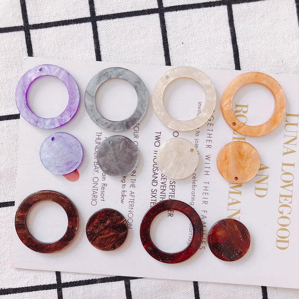 Wholesale Jewelry Accessories Ring Disc Acrylic Acetate Pendant Handmade Earring With Plastic Resin Material And Dripping Glue Process