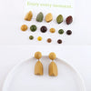 Wholesale Jewelry Accessories Solid Wood Polygon Geometric Perforated Half Pill Earrings Baking Varnish Minimalist