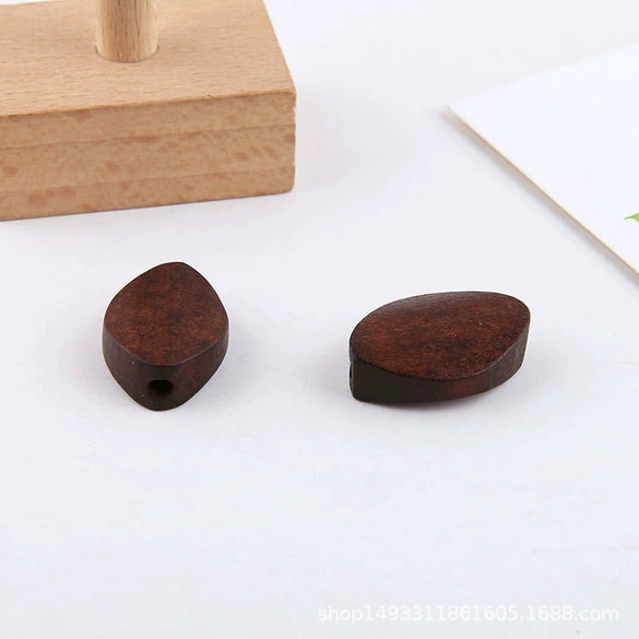 Wholesale Jewelry Accessories Solid Wood Polygon Geometric Perforated Half Pill Earrings Baking Varnish Minimalist