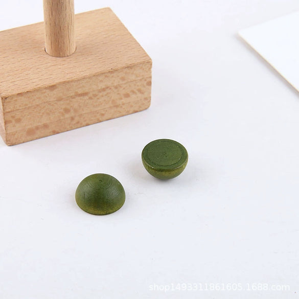 Wholesale Jewelry Accessories Solid Wood Polygon Geometric Perforated Half Pill Earrings Baking Varnish Minimalist