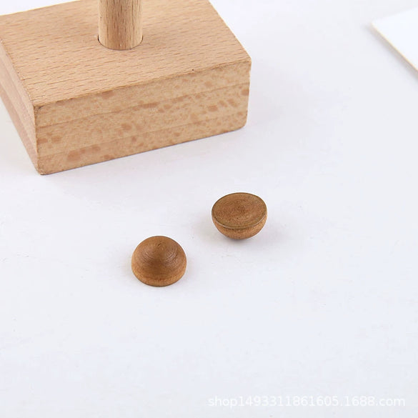 Wholesale Jewelry Accessories Solid Wood Polygon Geometric Perforated Half Pill Earrings Baking Varnish Minimalist