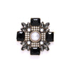 Wholesale Jewelry Accessories Square Pearl Gem Flower Zinc Alloy Hirback Pattern Electroplated