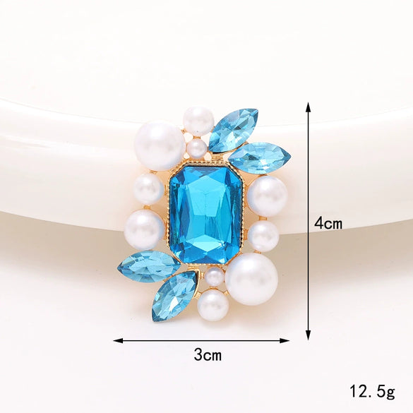 Wholesale Jewelry Accessories Square Pearl Gem Flower Zinc Alloy Hirback Pattern Electroplated