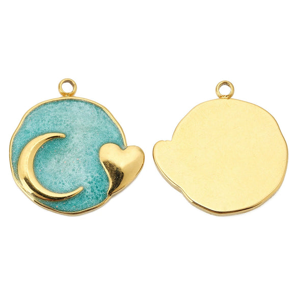 Wholesale Jewelry Accessories Stainless Steel Dripping Oil Love Crescent Pendant Earrings Necklace Diy
