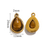 Wholesale Jewelry Accessories Stainless Steel Oval Water Drop Inlaid Natural Stone Handmade With Electroplated 18K Gold