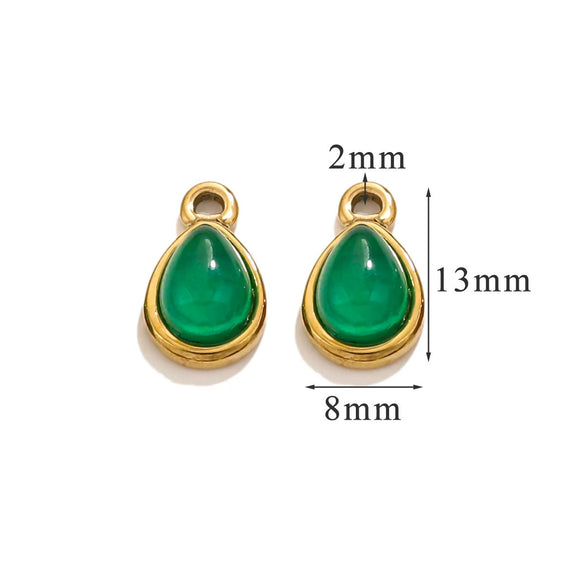 Wholesale Jewelry Accessories Stainless Steel Oval Water Drop Inlaid Natural Stone Handmade With Electroplated 18K Gold
