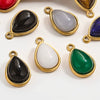 Wholesale Jewelry Accessories Stainless Steel Oval Water Drop Inlaid Natural Stone Handmade With Electroplated 18K Gold