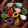 Wholesale Jewelry Accessories Stainless Steel Oval Water Drop Inlaid Natural Stone Handmade With Electroplated 18K Gold