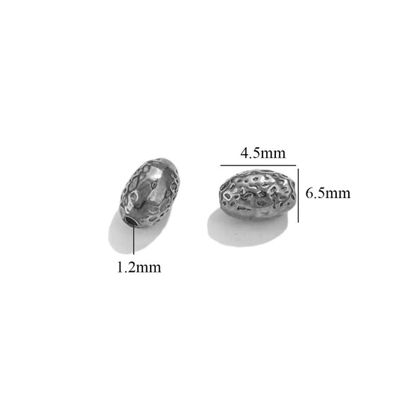 Wholesale Jewelry Accessories Stainless Steel Round Hammered Beads With Pockmarks And Beating Points Vacuum Plated