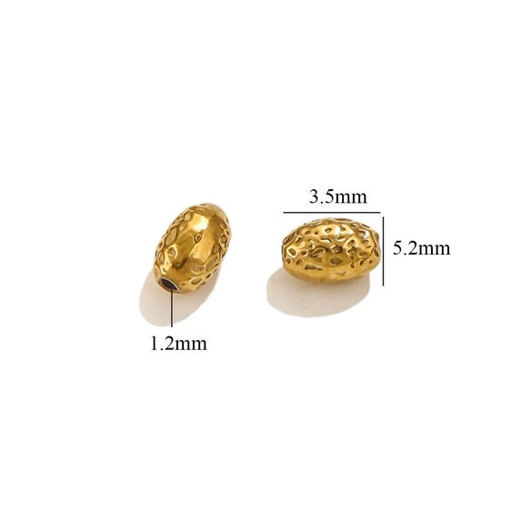 Wholesale Jewelry Accessories Stainless Steel Round Hammered Beads With Pockmarks And Beating Points Vacuum Plated
