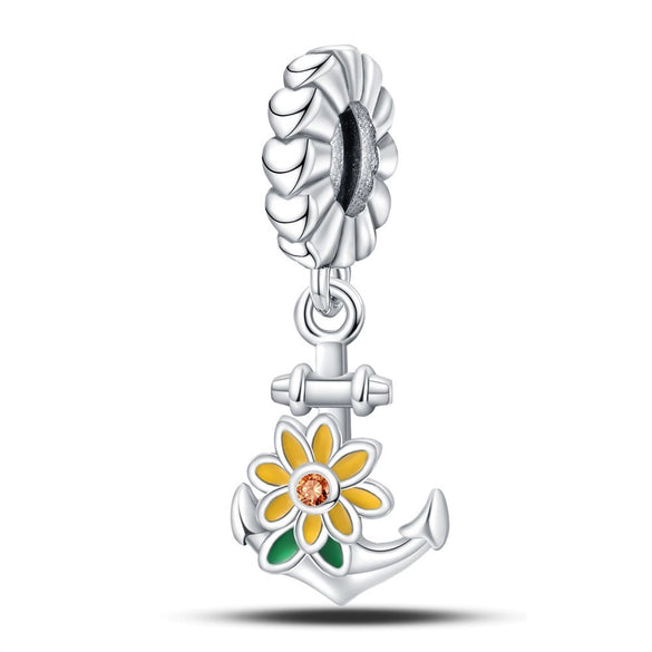 Wholesale Jewelry Accessories 925 Sterling Silver Charm Beads With Dripping Oil Treatment Flower Bicycle Camera Pendant Original Design
