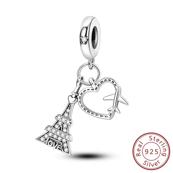 Wholesale Jewelry Accessories 925 Sterling Silver Original Design Dripping Oil Butterfly Sunflower Pyramid Dinosaur Hanging Beads Bracelet
