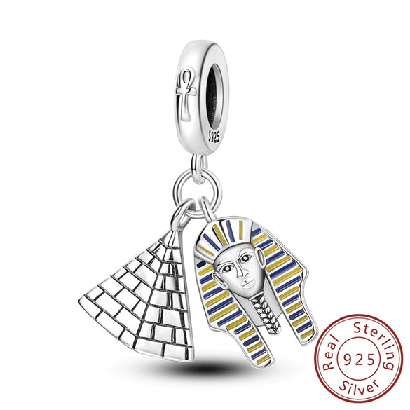 Wholesale Jewelry Accessories 925 Sterling Silver Original Design Dripping Oil Butterfly Sunflower Pyramid Dinosaur Hanging Beads Bracelet