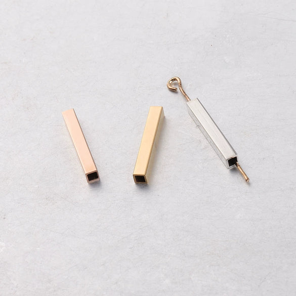 Wholesale Jewelry Accessories Titanium Steel Hollow Rectangular 3D Long Tube Fine Polishing Figure Pattern