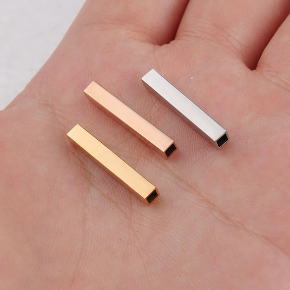 Wholesale Jewelry Accessories Titanium Steel Hollow Rectangular 3D Long Tube Fine Polishing Figure Pattern