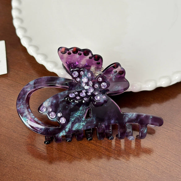 Wholesale Jewelry Acetic Acid Material Diamondencrusted Butterfly Hair Gripper Highend Women's Hair Accessory