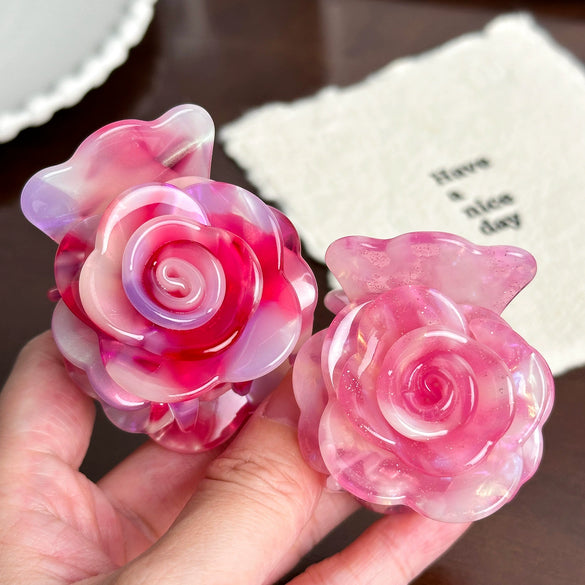 Wholesale Jewelry Acetic Acid Threedimensional Rose Flower Hair Shark Clip For Women Highend Style