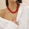 Wholesale Jewelry Acrylic Beaded Geometric Handmade Women's Fashion Ins Round Beads Single Layer Clavicle Necklace