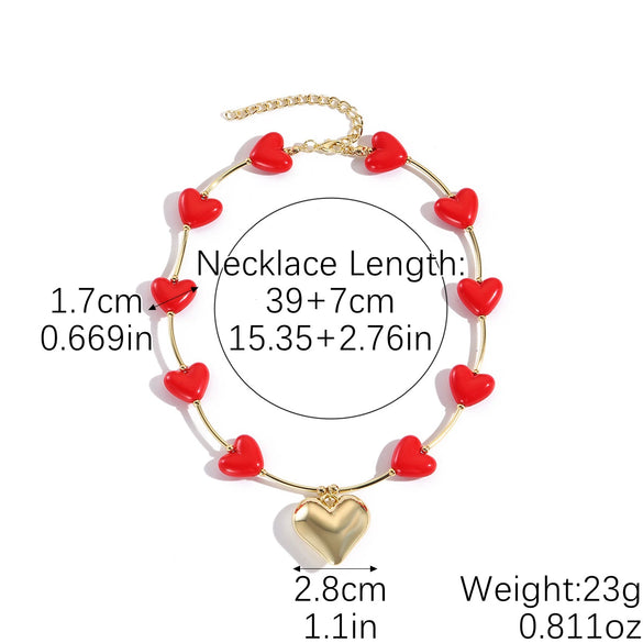 Wholesale Jewelry Acrylic Heart Geometric Electroplated Necklace For Women