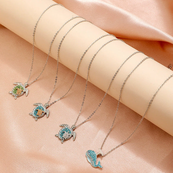 Wholesale Jewelry Alloy Animal Zodiac Turtle Pendant Necklace With Electroplating