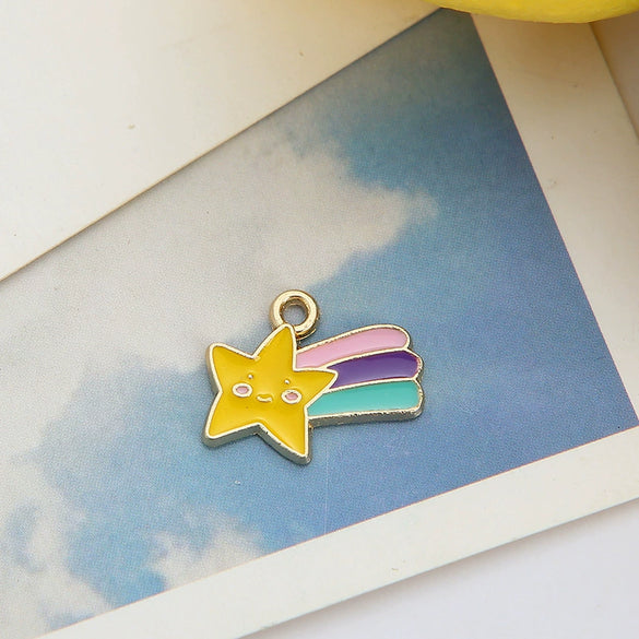 Wholesale Jewelry Alloy Dripping Oil Fivepointed Star Pendant Earrings Necklace