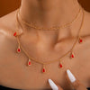 Wholesale Jewelry Alloy Drop Shape Rhinestone Necklace With Electroplating Treatment