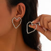 Wholesale Jewelry Alloy Exaggerated Geometric Heart Earrings With Sunflower Pattern Electroplated