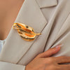 Wholesale Jewelry Alloy Exaggerated Leaves Styling Electroplated Brooch For Women