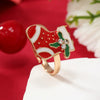 Wholesale Jewelry Alloy Geometric Christmas Children's Ring With Snowman Elk Christmas Tree Snowflake Design