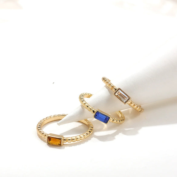 Wholesale Jewelry Alloy Geometric Diamond Twist Rope Ring For Women