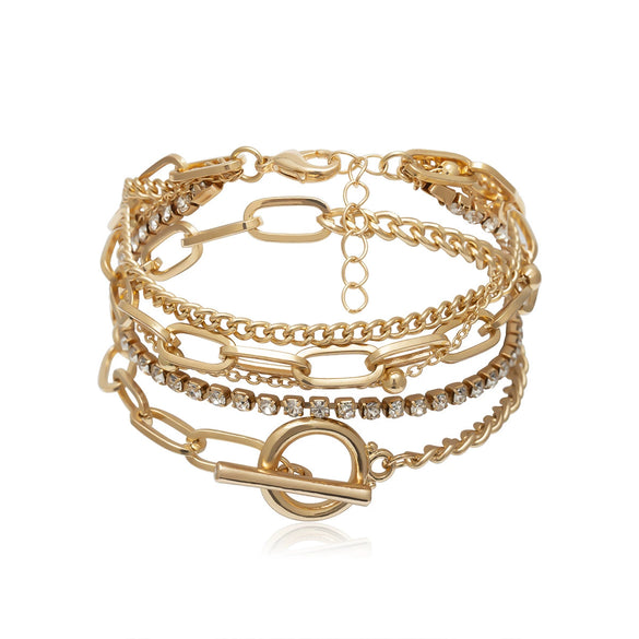 Wholesale Jewelry Alloy Geometric Electroplated Round Beads Multi Layer Bracelet For Women