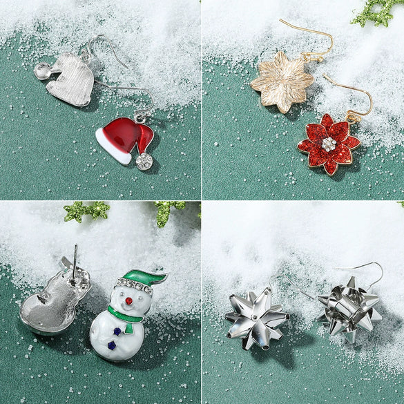 Wholesale Jewelry Alloy Geometric Elk Snowflake Cartoon Earrings Electroplated For Women