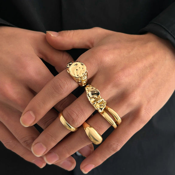 Wholesale Jewelry Alloy Geometric Hip Hop Style Ring Men's Electroplating