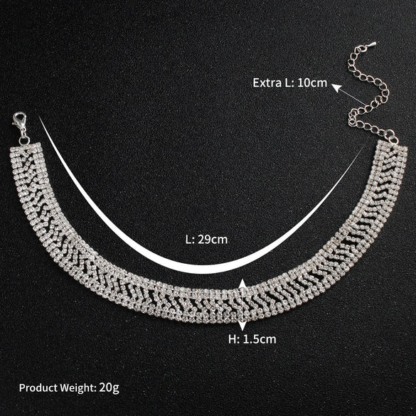Wholesale Jewelry Alloy Geometric Hollow Claw Chain Necklace With Rhinestones Electroplated For Women