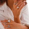 Wholesale Jewelry Alloy Geometric Hollow Pleated Ring And Irregular Cambered Bracelet Set With Electroplating