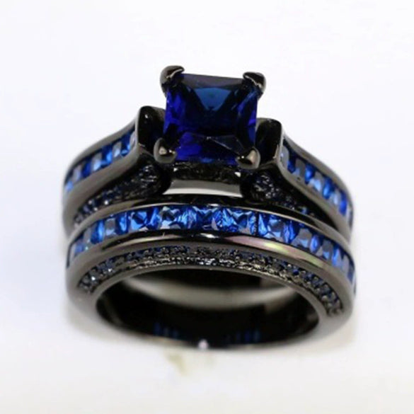 Wholesale Jewelry Alloy Geometric Micro Inlaid Full Diamond Zircon Twopiece Ring Luxury Temperament Couple Style